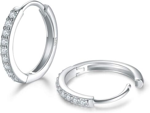 Dlihc Sterling Silver Hoop Earrings | Sterling Silver Stud Earrings for Women - 6 Pairs Hypoallergenic Tiny Cubic Zirconia Stud Earrings Set & Cartilage Earring Hoops in Saudi Arabia