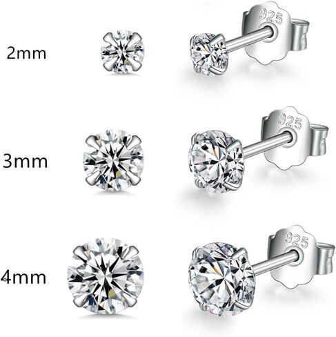 Dlihc Sterling Silver Hoop Earrings | Sterling Silver Stud Earrings for Women - 6 Pairs Hypoallergenic Tiny Cubic Zirconia Stud Earrings Set & Cartilage Earring Hoops in Saudi Arabia