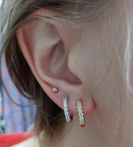 Dlihc Sterling Silver Hoop Earrings | Sterling Silver Stud Earrings for Women - 6 Pairs Hypoallergenic Tiny Cubic Zirconia Stud Earrings Set & Cartilage Earring Hoops in Saudi Arabia
