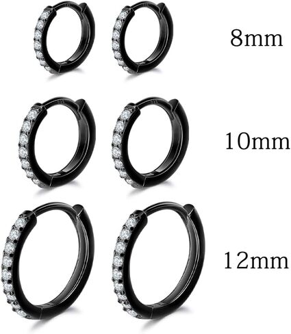 Dlihc Sterling Silver Hoop Earrings | Sterling Silver Stud Earrings for Women - 6 Pairs Hypoallergenic Tiny Cubic Zirconia Stud Earrings Set & Cartilage Earring Hoops in Saudi Arabia