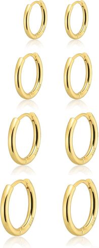 Small Gold Huggie Hoop Earrings Set for Women 14K Real Gold Plated Hypoallergenic Lightweight Earrings for Sensitive Ears Everyday Earrings Sets for Multiple Piercing Cartilage Hoop Earrings Stack Jewelry in Kuwait