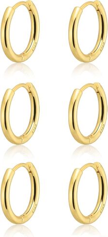 Small Gold Huggie Hoop Earrings Set for Women 14K Real Gold Plated Hypoallergenic Lightweight Earrings for Sensitive Ears Everyday Earrings Sets for Multiple Piercing Cartilage Hoop Earrings Stack Jewelry in Kuwait