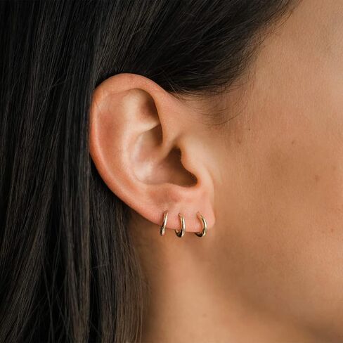 Small Gold Huggie Hoop Earrings Set for Women 14K Real Gold Plated Hypoallergenic Lightweight Earrings for Sensitive Ears Everyday Earrings Sets for Multiple Piercing Cartilage Hoop Earrings Stack Jewelry in Kuwait