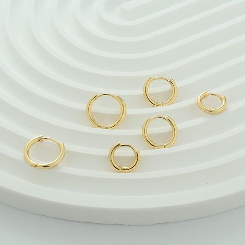 Small Gold Huggie Hoop Earrings Set for Women 14K Real Gold Plated Hypoallergenic Lightweight Earrings for Sensitive Ears Everyday Earrings Sets for Multiple Piercing Cartilage Hoop Earrings Stack Jewelry in Kuwait