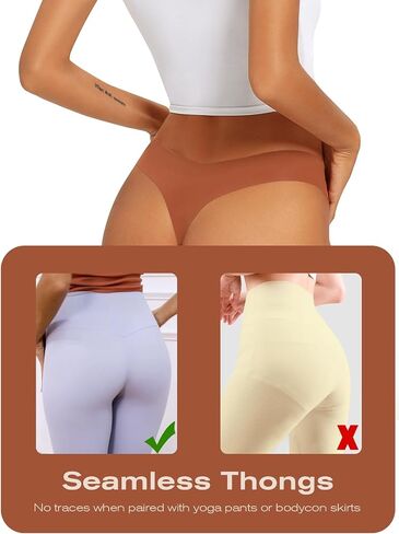 Seamless Thongs for Women No Show Thong V-waisted Stretch Breathable Sexy Panties Underwear 6 Pack in Saudi Arabia