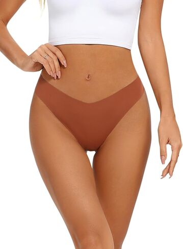 Seamless Thongs for Women No Show Thong V-waisted Stretch Breathable Sexy Panties Underwear 6 Pack in Saudi Arabia