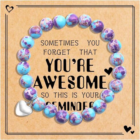 VICKHU Inspirational Gifts for Women Natural Stone Heart Butterfly Bracelet for women Unique Small Gifts for Birthday Mothers day Thanksgiving Christmas Valentine's Day Teacher Appreciation Gifts. in Saudi Arabia