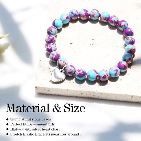 VICKHU Inspirational Gifts for Women Natural Stone Heart Butterfly Bracelet for women Unique Small Gifts for Birthday Mothers day Thanksgiving Christmas Valentine's Day Teacher Appreciation Gifts. in Saudi Arabia