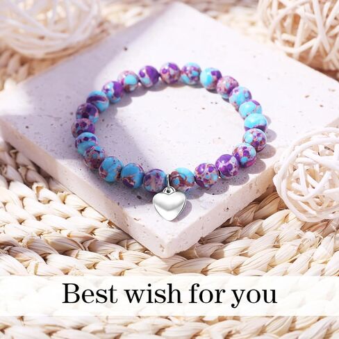 VICKHU Inspirational Gifts for Women Natural Stone Heart Butterfly Bracelet for women Unique Small Gifts for Birthday Mothers day Thanksgiving Christmas Valentine's Day Teacher Appreciation Gifts. in Saudi Arabia
