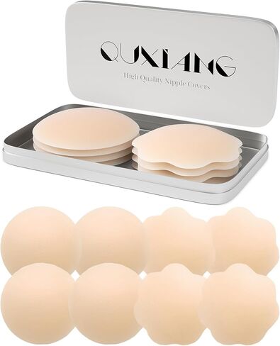 4 أزواج من أغطية حلمات النساء من QUXIANG، أغطية للحلمات من السيليكون اللاصق القابل لإعادة الاستخدام، أغطية بدون حلمات من السيليكون للفستان in Kuwait