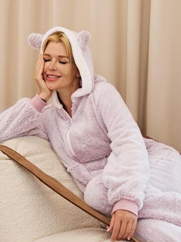 Onesie Pajamas for Women Fleece Womens Onesie Pajamas, Fuzzy Pajama Onesies for Women in Kuwait