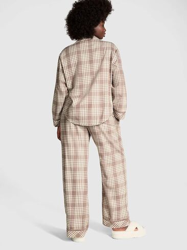 Victoria's Secret PINK Flannel Pajama Set, Long Sleeve Button Down Shirt & Pant Set, Sleepwear for Women (XS-XXL) in Saudi Arabia