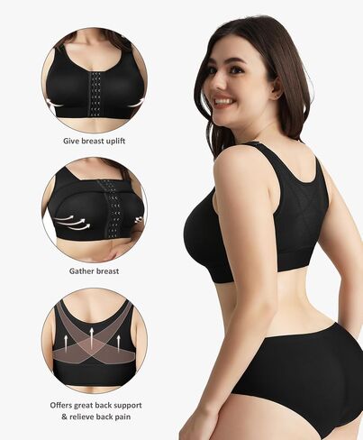 FeelinGirl Post Surgery Bra Front Closure Bras for Women Posture Corrector Bra Shaper Tops with Breast Support Band in Saudi Arabia