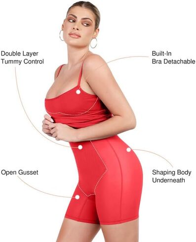 فستان Popilush لشكل الجسم، فستان Bodycon متوسط ​​الطول، حمالة صدر مدمجة، فستان صيفي كاجوال للتحكم في البطن مع أشرطة قابلة للتعديل in Kuwait