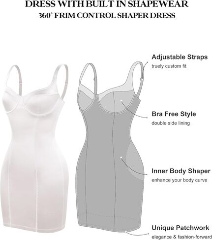Popilush Shapewear Dress Satin Corset Dresses for Women Wedding Guest Metallic Shiny Deep V Neck Mini Slip Dress in Saudi Arabia