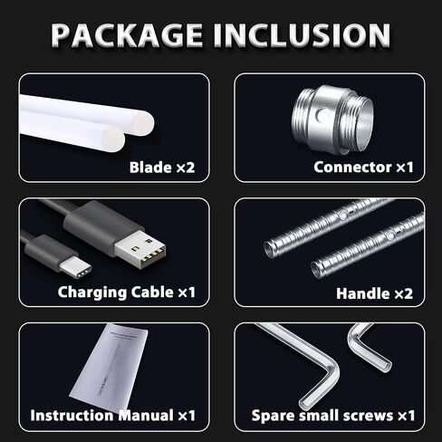 2 في 1 سيف ضوئي مبارز بمقبض معدني 15 لون RGB مع 4 أوضاع و6 مؤثرات صوتية USB قابل لإعادة الشحن وقابل للفصل للأطفال والكبار مثالي لعيد ميلاد الأطفال وعيد الهالوين وعيد الميلاد in Kuwait