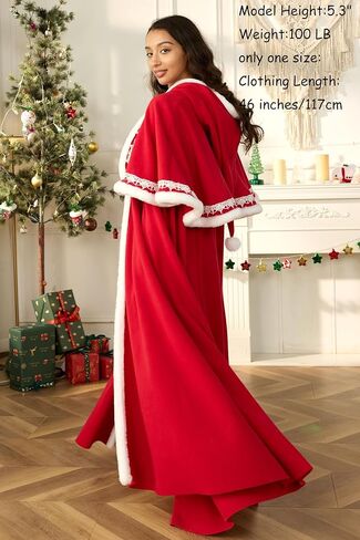 Christmas Red Cape Cloak with Hood Women Mrs Claus Costume Adult Women Christmas Costumes for Women in Kuwait