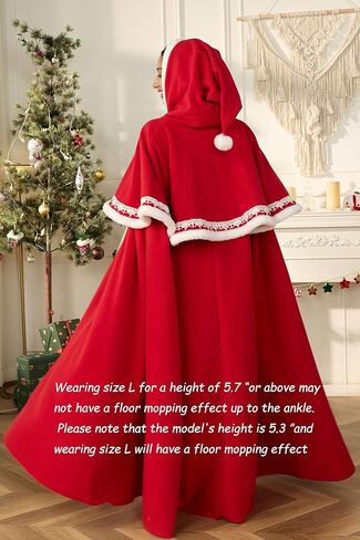 Christmas Red Cape Cloak with Hood Women Mrs Claus Costume Adult Women Christmas Costumes for Women in Kuwait