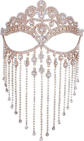CCbodily Rhinestone Face Mask For Women - Rhinestone Crystal Face Chain Masquerade Mask for Women in Saudi Arabia