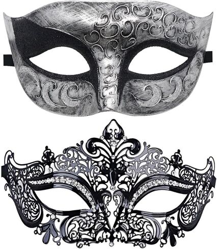 Couple Masquerade Mask Metal Masks Venetian Party Mask Halloween Costume Mask Mardi Gras Mask in Kuwait