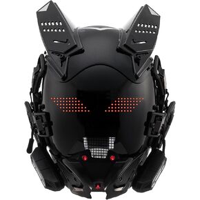Cyberpunk Gothic Mask Helmet For Adult,LED Bluetooth Mask,Futuristic Punk Techwear,Cosplay Halloween Fit Party Music Festival (Black)