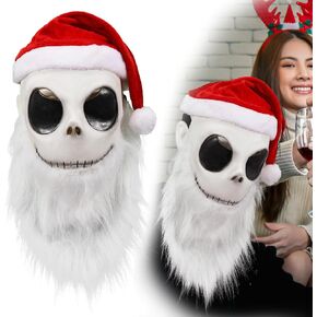 Jack Skellington Santa Mask, Adults Nightmare Christmas Full Head Skeleton Masks Cosplay, Funny Party Props