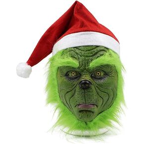 Christmas Cosplay Mask, Christmas Costume Latex Mask Adult,Green Cosplay Mask (Mask)