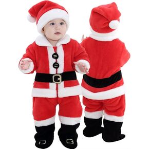 OLLULL Baby Santa Costumes Unisex Infant Dress Up Clothing Christmas Romper