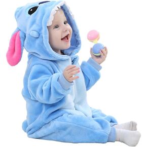Unisex Baby Flannel Romper Animal Onesie Costume Hooded Cartoon Outfit Suit