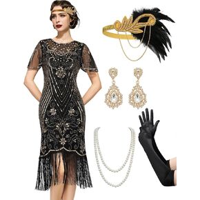 SWEETV Great Gatsby Dresses for Women,Flapper Dresses 1920s Dresses for Women Roaring 20s Costumes for Harlem Nights