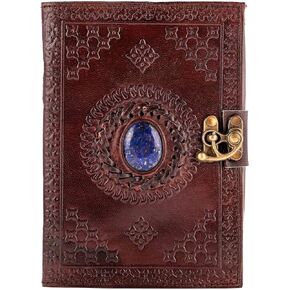 URBAN LEATHER Black Tiger Eye Journal, Grimoire Black Book of Shadows Witchcraft Wiccan Spellbook, Unlined
