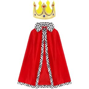 Simple polymer King Robe Halloween Costume Medieval Prince King Costume Cape(Cape&Crown)