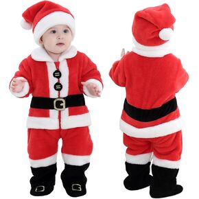 TONWHAR Unisex Baby Santa Clause Costume Kids & Toddlers Winter Hooded Rompers Jumpsuits