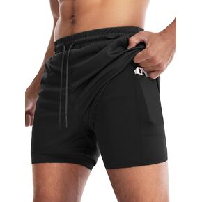 Aolesy Men's Gym Shorts with Liner - 5" Lightweight Running Shorts Mesh Workout Athletic Shorts with 5 Pockets