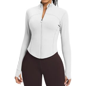 Women BBL Jacket Full Zip UP Workout Athletic Cropped Jacket wIth Thumb Holes Running Yoga Sportswear
