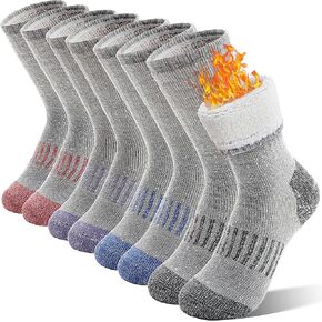 Sandsuced Kids Merino Wool Hiking Socks Girls Boys Toddler Winter Thermal Warm Cozy Boot Thick Cushion Socks 4 Pairs