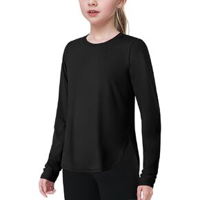 JOCMIC Girls Long Sleeve Shirts Kids Athletic Quick Dry Basic Tees for Gym Yoga Fall Tops UPF 50+ Sun Shirts