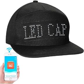 LED Hats,LED Caps Display Message Bluetooth Editable Cool Hat for Party Black