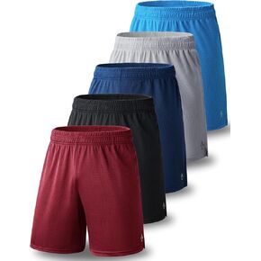 5 Pack Boys Athletic Shorts Mesh Basketball Youth Apparel Kids Sports Active Gear with Pockets