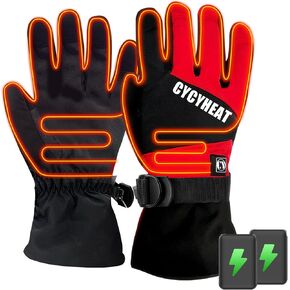 Kids Heated Gloves - Boys and Girls Waterproof Ski Heating Gloves with 2pcs DC 2700mAh Battery, 3 Heating Levels