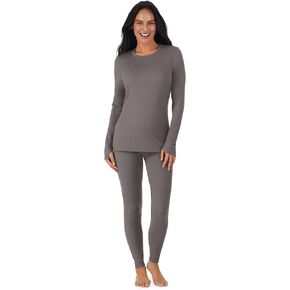 Cuddl Duds Womens Fleece Lined Thermal Long Sleeve Shirt and Leggings - Top and Bottom Base Layer Lounge Sets for Women