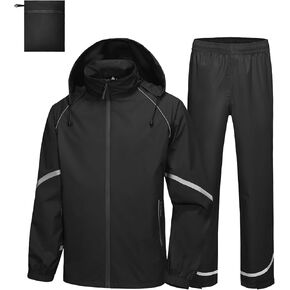 SWISSWELL Men's Rain Suit Waterproof Lightweight Hooded Reflective Rain Gear for Golf, Hiking, Travel, Running