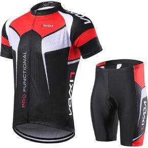 LIXADA Men's Cycling Jersey Short Sleeve with Padded Shorts Quick-Dry Summer Short Bike Clothing Bicycle Shirts Pants Set