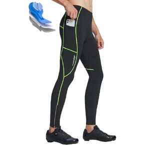 BALEAF Men's Thermal Cycling Pants, 4D Padded Winter Bike Tights Fleece Lined Bicyble Riding Leggings