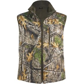 LOOGU Mens Camo Hunting Vest Softshell Fleece Lined Outdoor Fishing Outwear