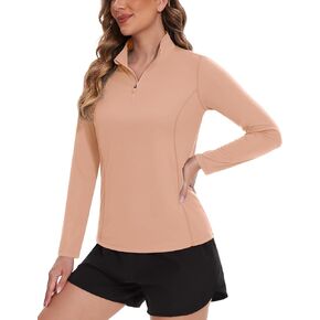 TACVASEN Women's UV Protection Shirts Quarter Zip Pullover Womens UPF 50+ Long Sleeve Shirts Golf Shirts Workout Tops