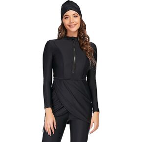 OBEEII Womens Muslim Swimsuits Full Coverage Long Sleeve Swimwear Burkini Hijab Bathing Suit