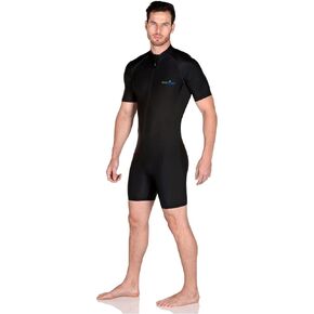 Men's Sunsuit One Piece Swimsuit Bodysuit Surf Suit UV Protection Swimwear UPF50+ Black