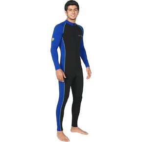 Men's Full Body UV Protection Swimsuit Stinger Suit Dive Skin Surf Suit UPF50+ Black Royal