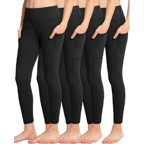 ATHVOTAR Girls Leggings with Pockets: High Waisted Yoga Workout Athletic Dance Running Pants 4 Packs